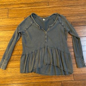 FREE PEOPLE Long Sleeve Peplum Top